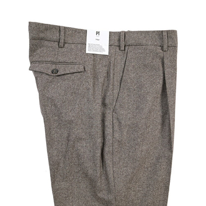 PT TORINO Edge “REBEL FIT” カシミヤ混ウール ワンタックヘリンボーンスラックス