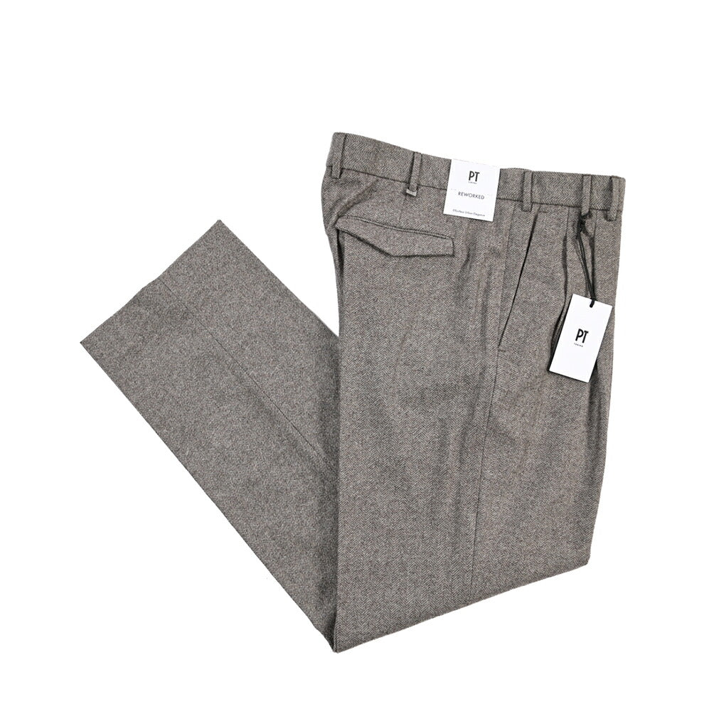 PT TORINO ReWorked “MICHAEL” カシミヤ混ウール ヘリンボーンワイドスラックス