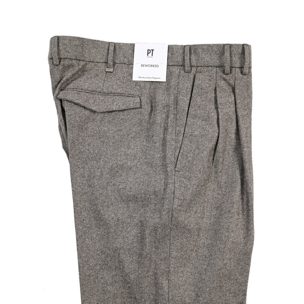 PT TORINO ReWorked “MICHAEL” カシミヤ混ウール ヘリンボーンワイドスラックス