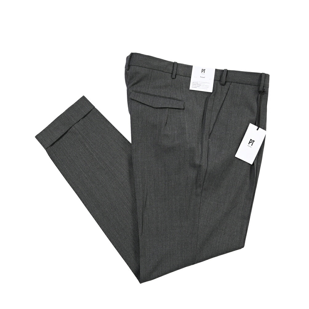 PT TORINO Travel “MASTER FIT” 高機能ストレッチウール ワンタックスラックス / TECHNO WASHABLE WOOL