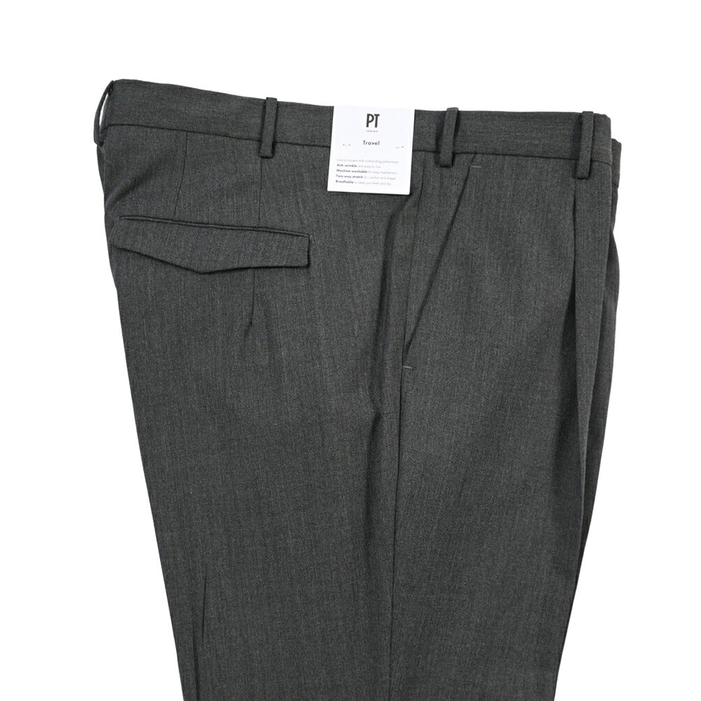 PT TORINO Travel “MASTER FIT” 高機能ストレッチウール ワンタックスラックス / TECHNO WASHABLE WOOL