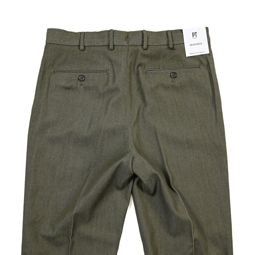 PT TORINO ReWorked “MADS CARROT FIT” コットン混ウール ノータックパンツ
