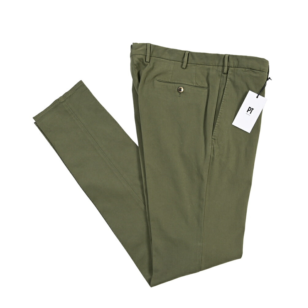 PT TORINO “SUPERSLIM FIT” モダール混コットン ノータックパンツ