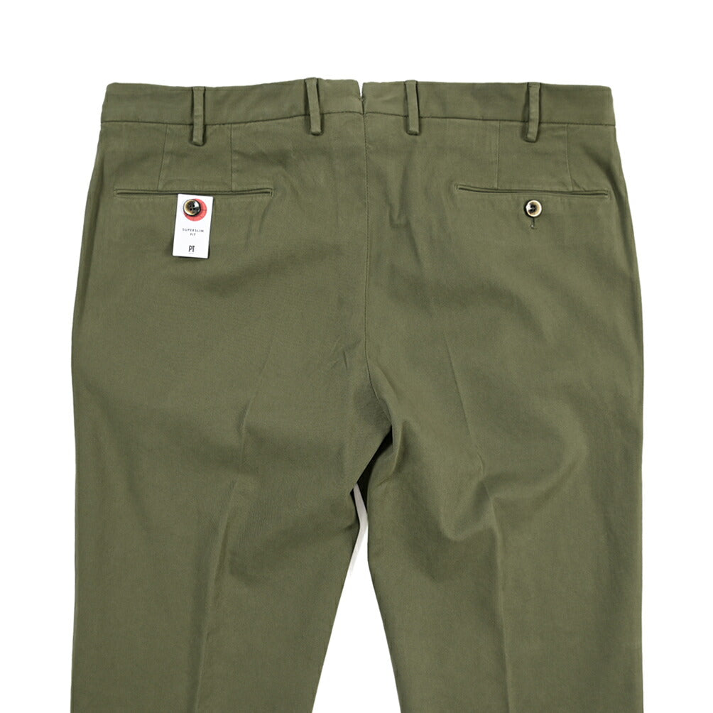 PT TORINO “SUPERSLIM FIT” モダール混コットン ノータックパンツ