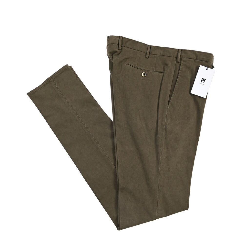 PT TORINO “SUPERSLIM FIT” モダール混コットン ノータックパンツ