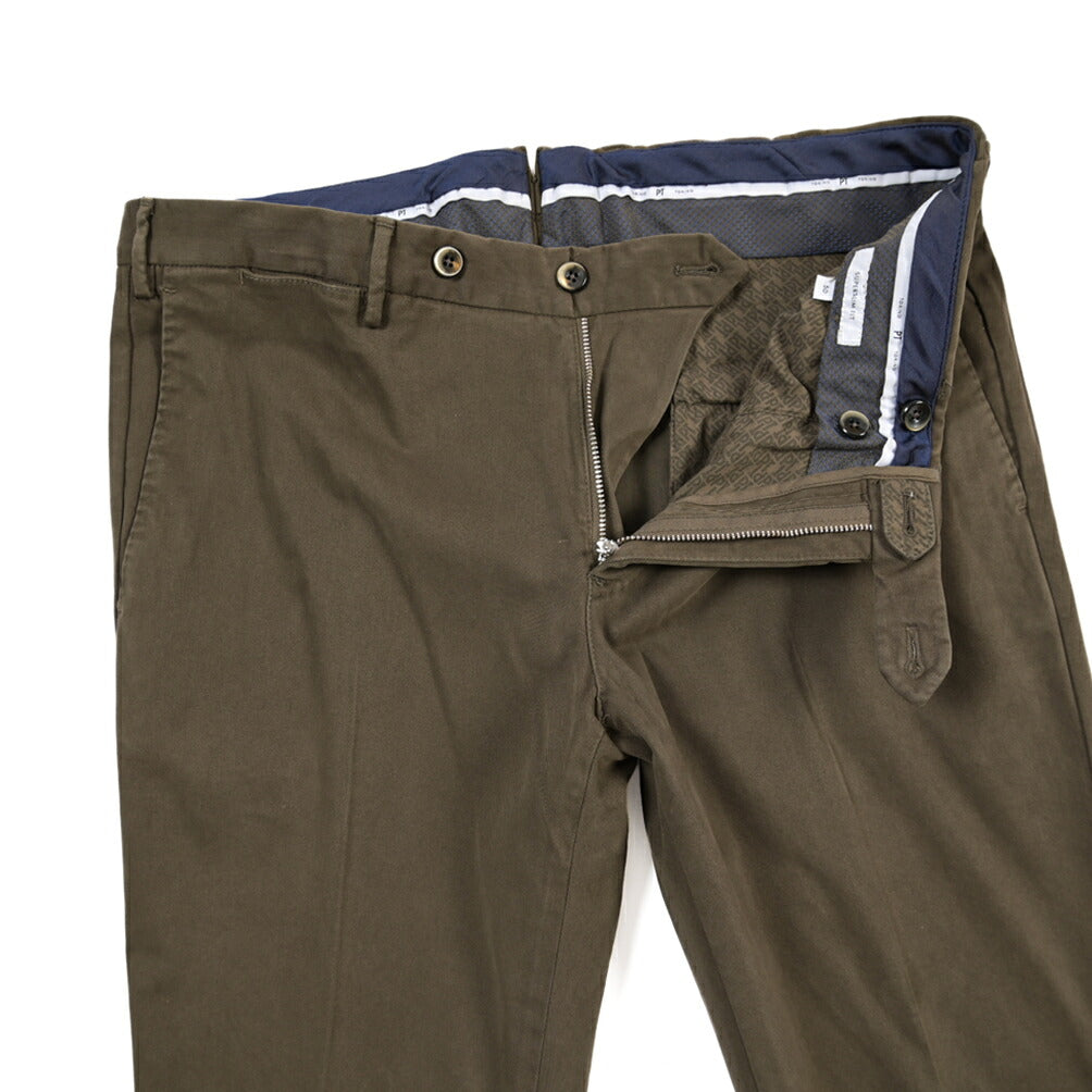 PT TORINO “SUPERSLIM FIT” モダール混コットン ノータックパンツ
