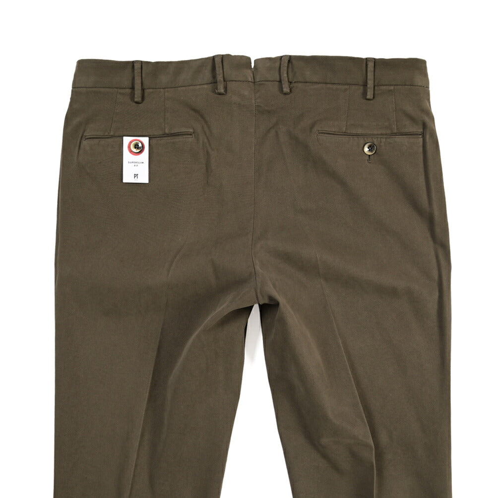 PT TORINO “SUPERSLIM FIT” モダール混コットン ノータックパンツ