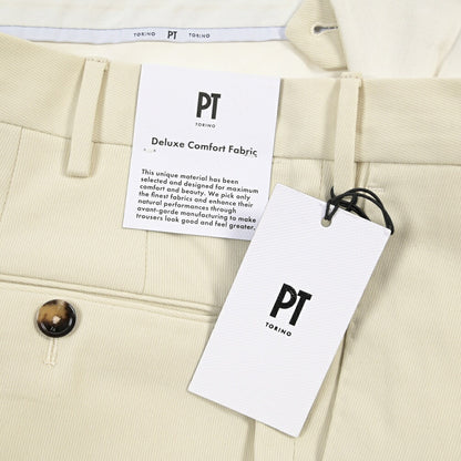 PT TORINO “SUPERSLIM FIT” カシミヤ混コットン ノータックパンツ