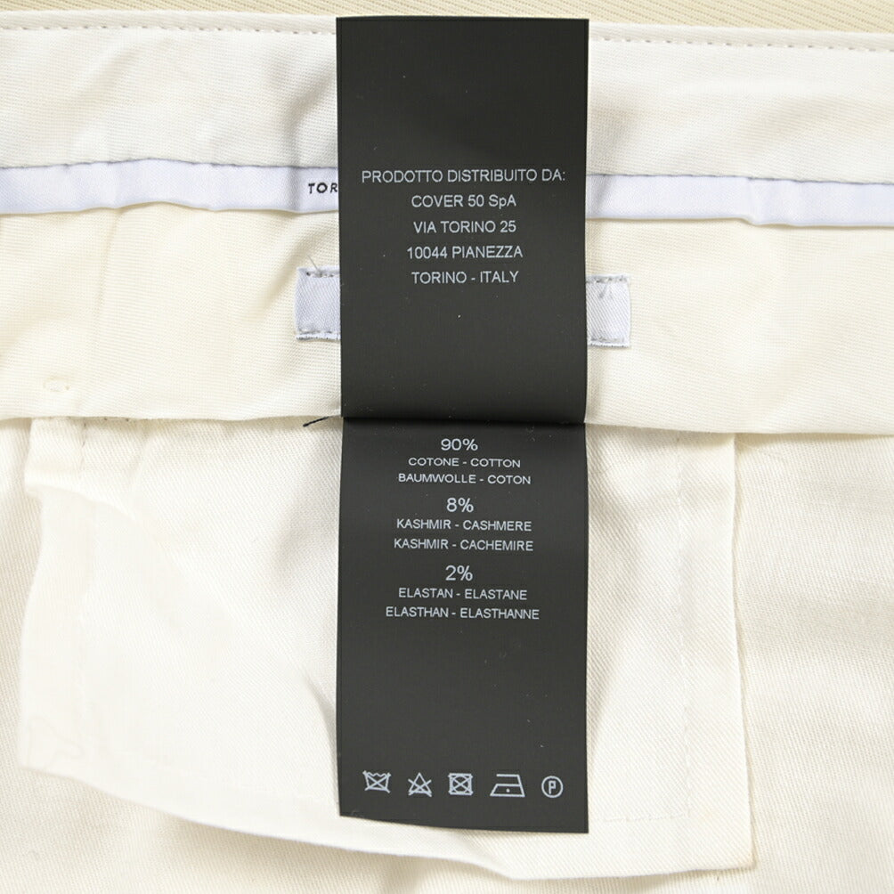PT TORINO “SUPERSLIM FIT” カシミヤ混コットン ノータックパンツ