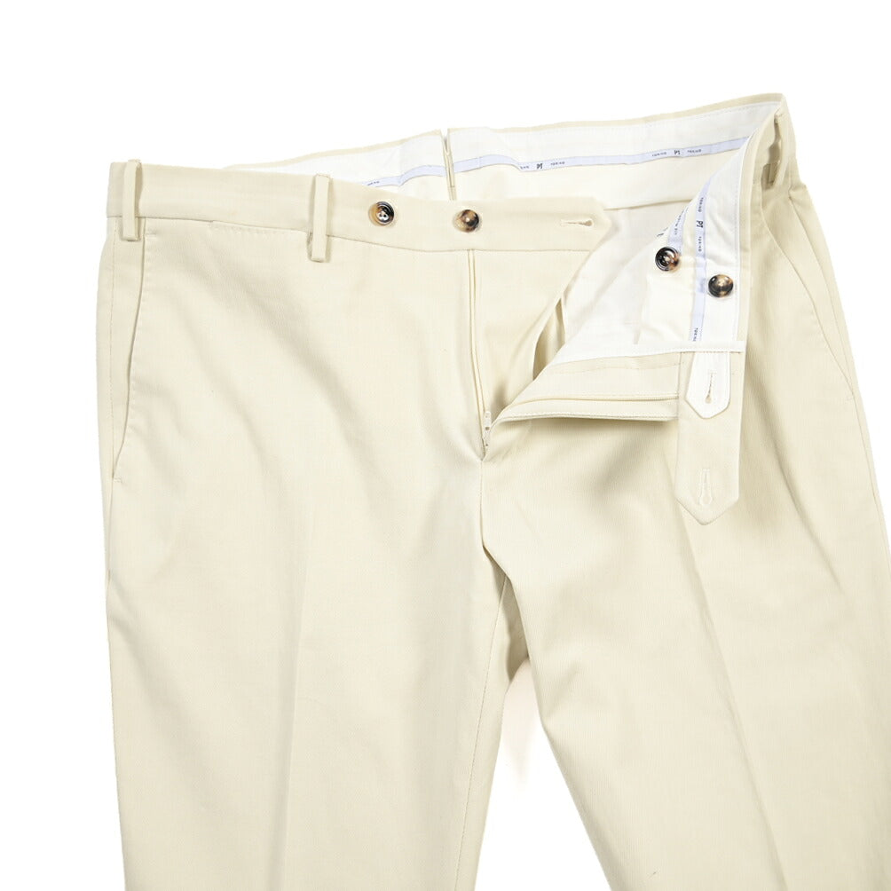 PT TORINO “SUPERSLIM FIT” カシミヤ混コットン ノータックパンツ