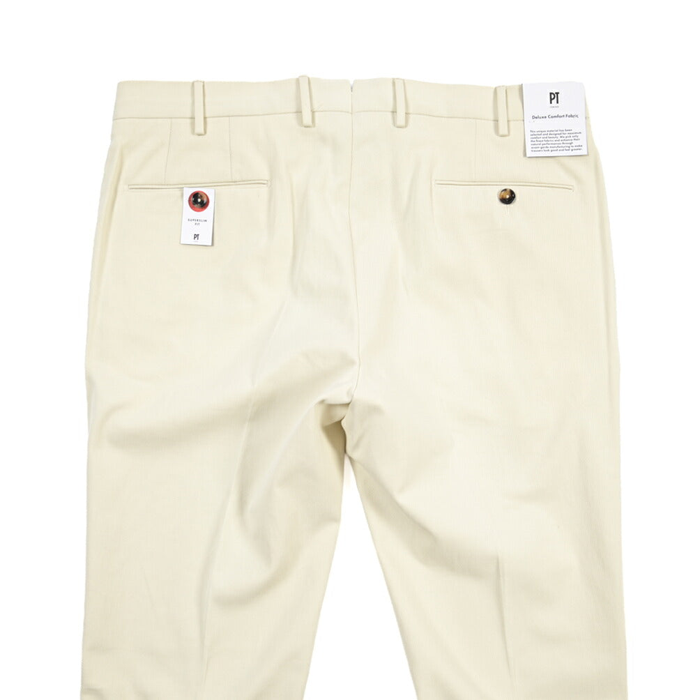 PT TORINO “SUPERSLIM FIT” カシミヤ混コットン ノータックパンツ