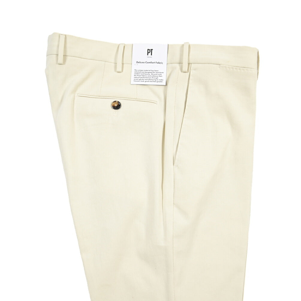 PT TORINO “SUPERSLIM FIT” カシミヤ混コットン ノータックパンツ