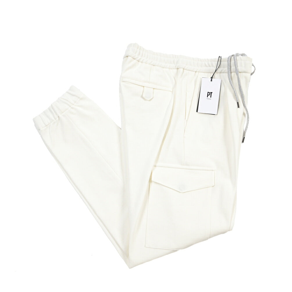 PT TORINO “SOFT FIT” ビスコース混 ドローコード付ワンタックカーゴパンツ