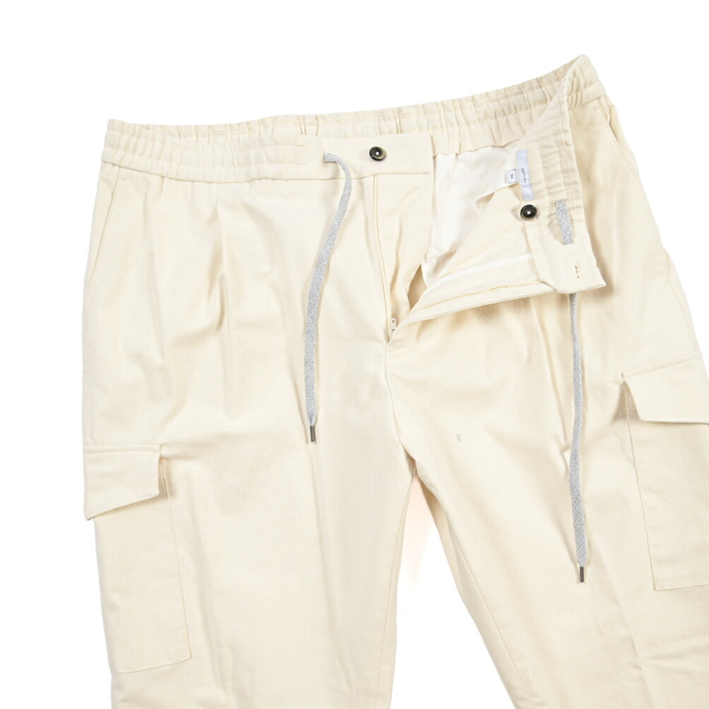 PT TORINO “SOFT FIT” ストレッチコットン ドローコード付ワンタックカーゴパンツ