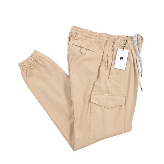 PT TORINO “SOFT FIT” カシミヤ混コットン ドローコード付ワンタックカーゴパンツ