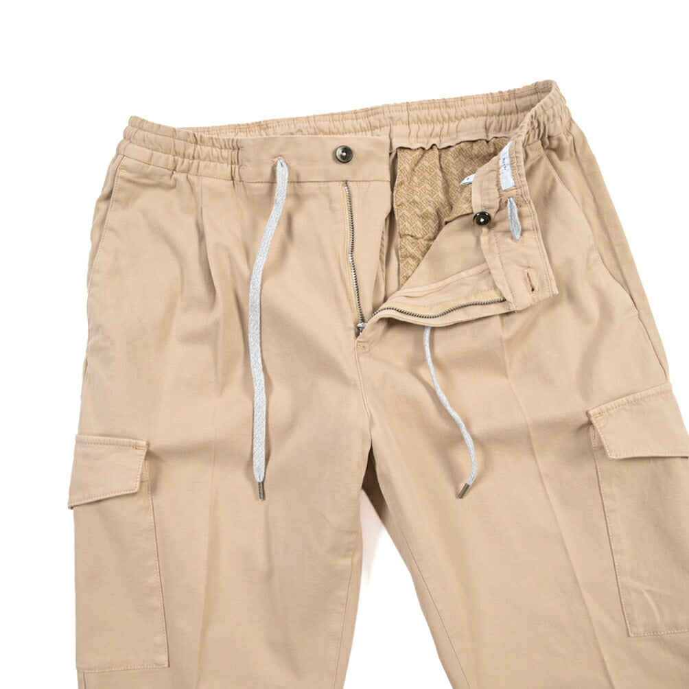 PT TORINO “SOFT FIT” カシミヤ混コットン ドローコード付ワンタックカーゴパンツ