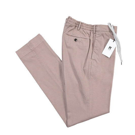 PT TORINO “SLIM FIT” リヨセル混コットン ドローコード付きイージーパンツ
