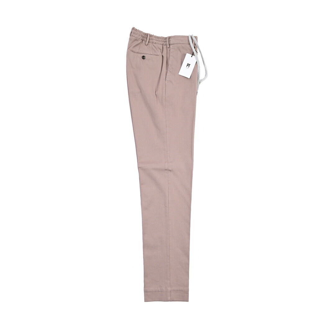 PT TORINO “SLIM FIT” リヨセル混コットン ドローコード付きイージーパンツ