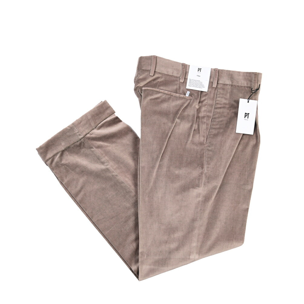 PT TORINO Edge “QUINDICI” コットン100% ベルベットワイドスラックス