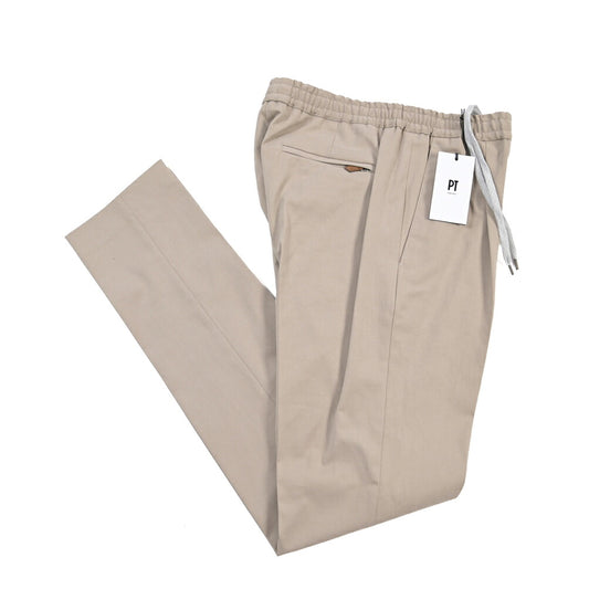PT TORINO “SOFT FIT” カシミヤ混コットン ドローコード付ワンタックイージーパンツ