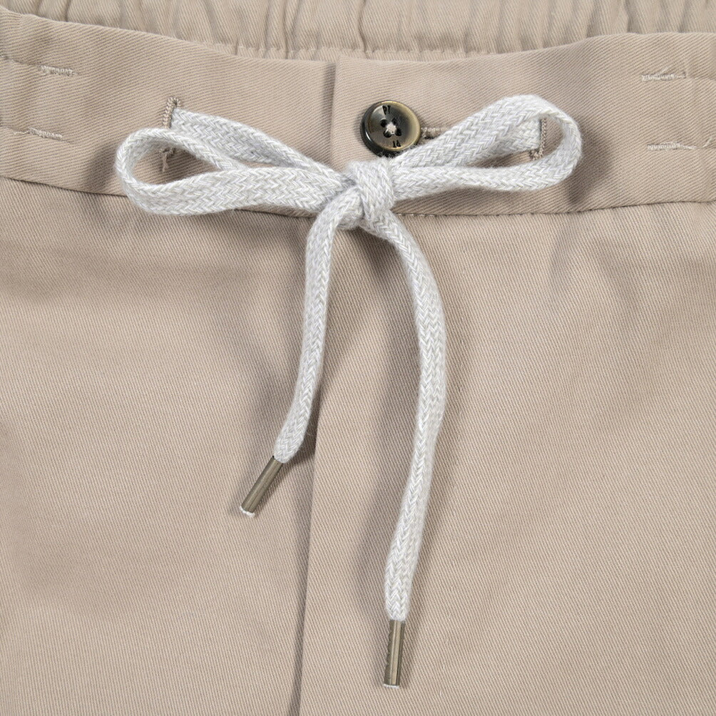 PT TORINO “SOFT FIT” カシミヤ混コットン ドローコード付ワンタックイージーパンツ