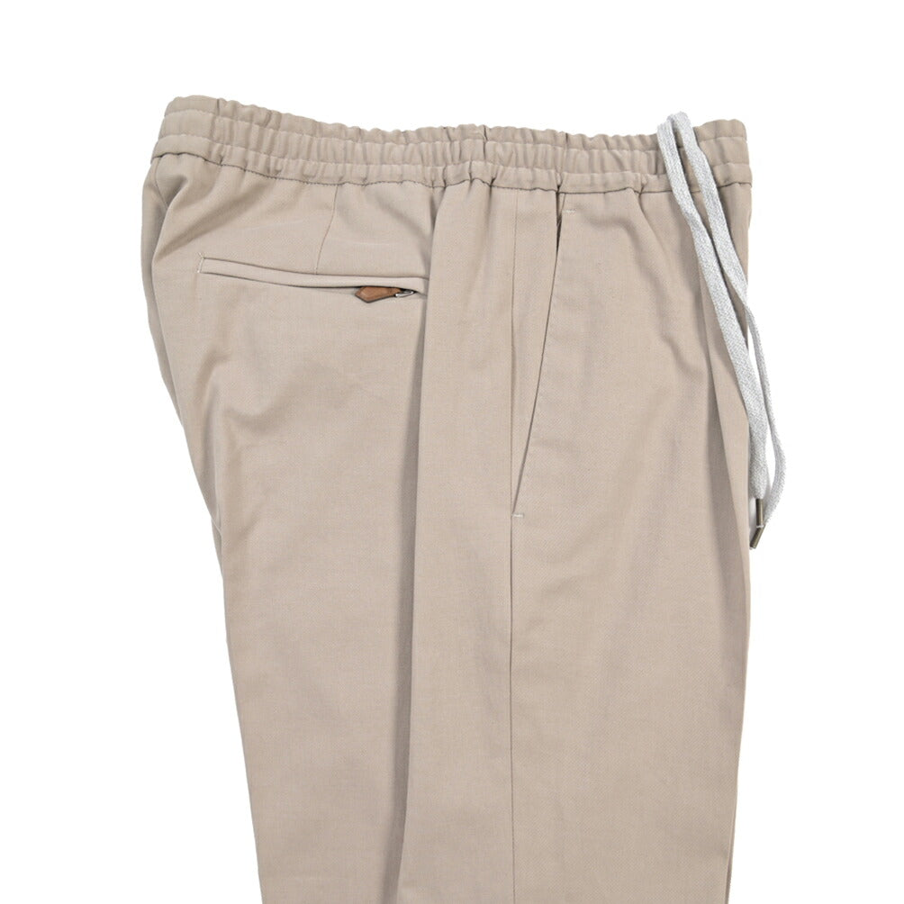 PT TORINO “SOFT FIT” カシミヤ混コットン ドローコード付ワンタックイージーパンツ