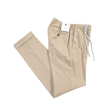 PT TORINO “STYLE SLIM FIT” ストレッチコットン ドローコード付ノータックパンツ