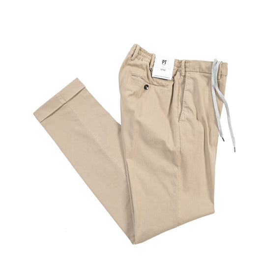 PT TORINO “STYLE SLIM FIT” ストレッチコットン ドローコード付ノータックパンツ