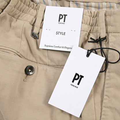 PT TORINO “STYLE SLIM FIT” ストレッチコットン ドローコード付ノータックパンツ