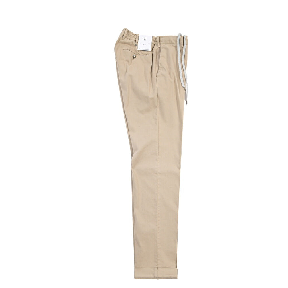 PT TORINO “STYLE SLIM FIT” ストレッチコットン ドローコード付ノータックパンツ