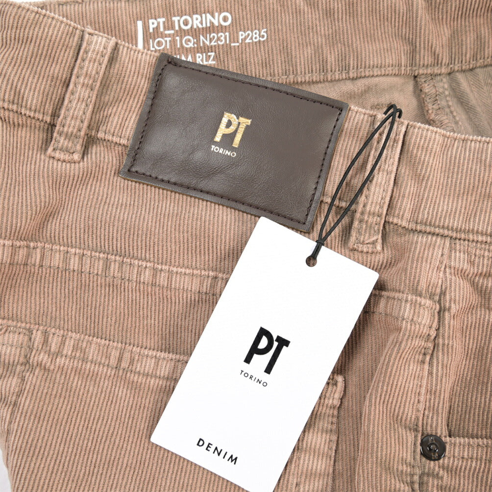 PT TORINO DENIM “REGGAE” ストレッチコットン 細畝コーデュロイテーパード パンツ