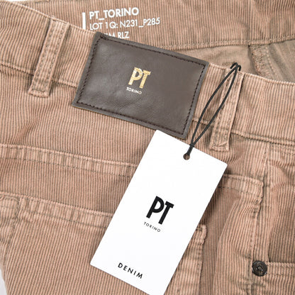 PT TORINO DENIM “REGGAE” ストレッチコットン 細畝コーデュロイテーパード パンツ