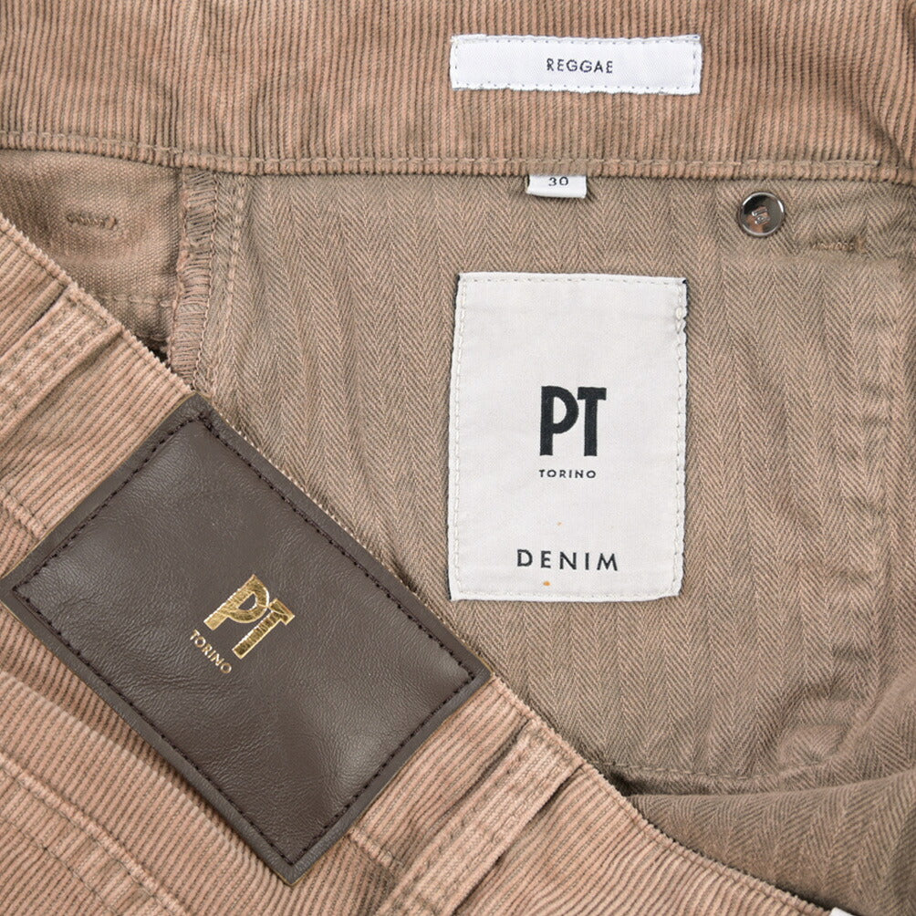 PT TORINO DENIM “REGGAE” ストレッチコットン 細畝コーデュロイテーパード パンツ