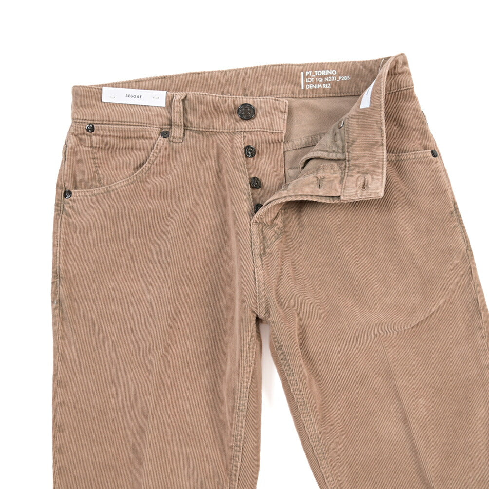 PT TORINO DENIM “REGGAE” ストレッチコットン 細畝コーデュロイテーパード パンツ