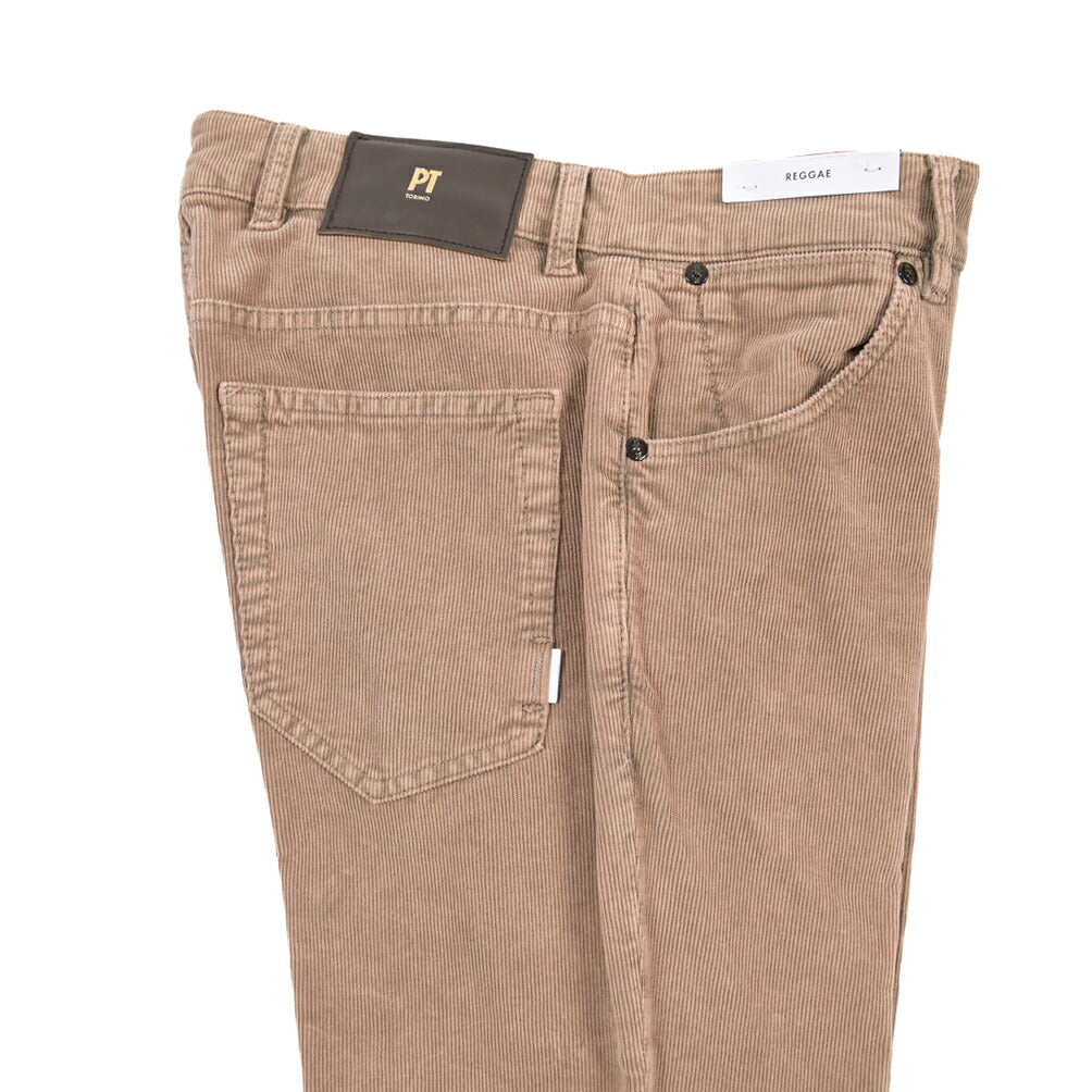 PT TORINO DENIM “REGGAE” ストレッチコットン 細畝コーデュロイテーパード パンツ