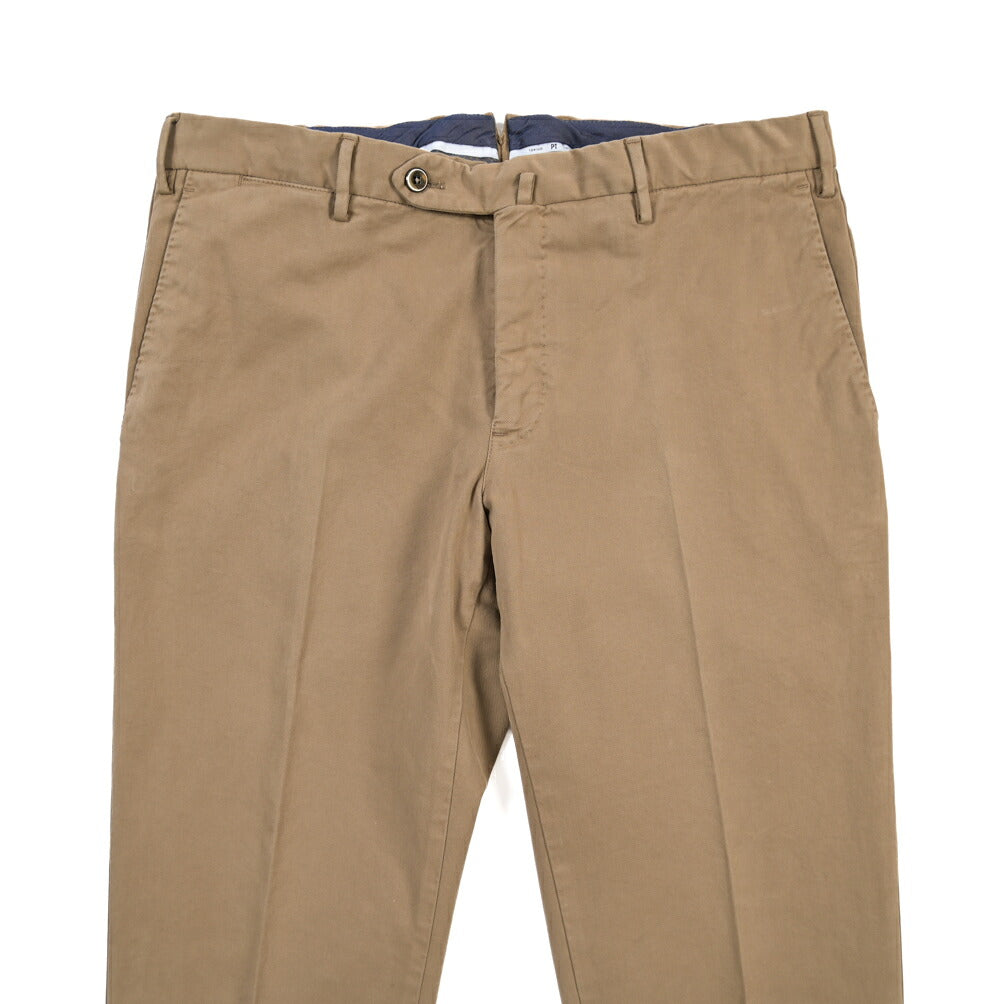 PT TORINO “SLIM FIT” モダール混コットン ノータックパンツ