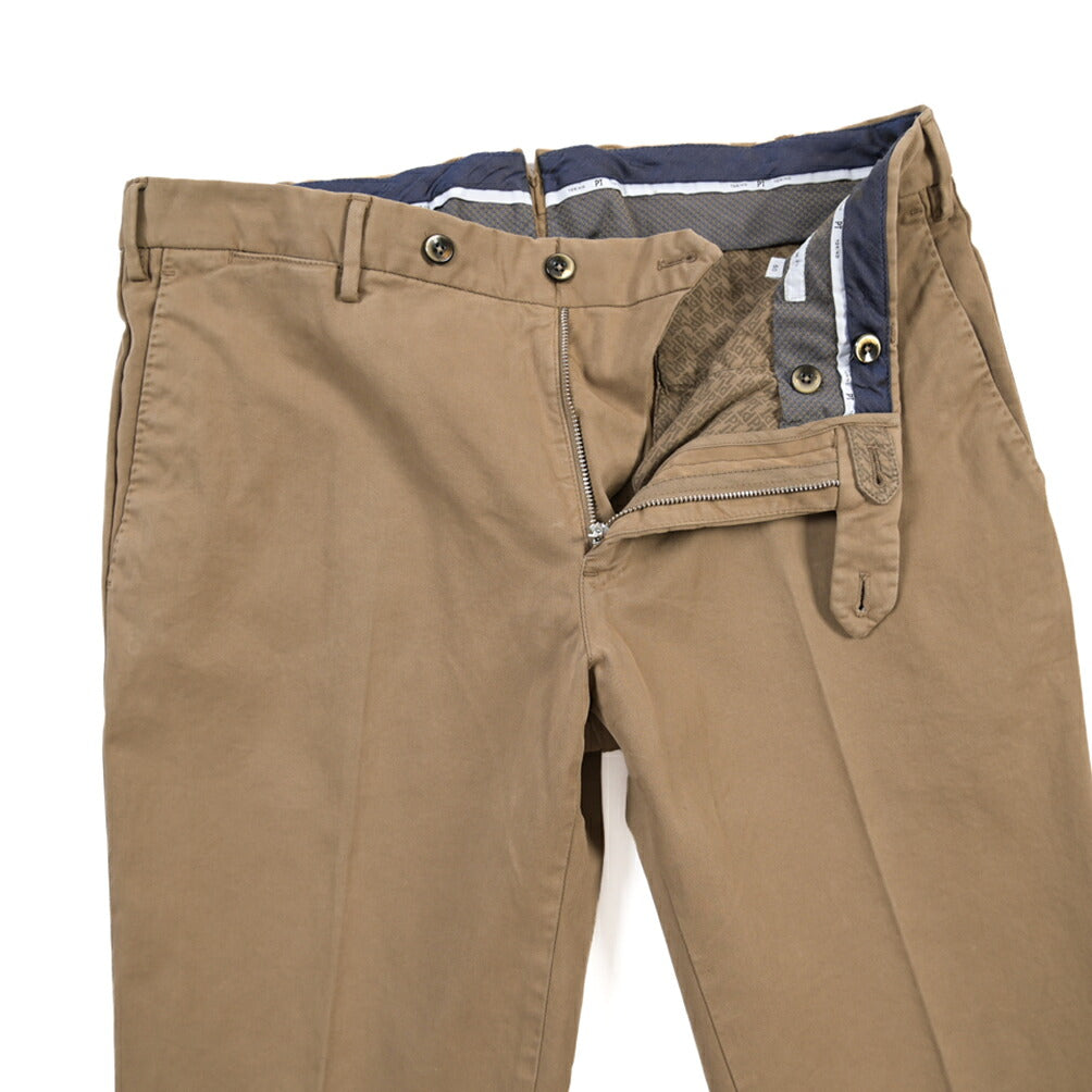PT TORINO “SLIM FIT” モダール混コットン ノータックパンツ