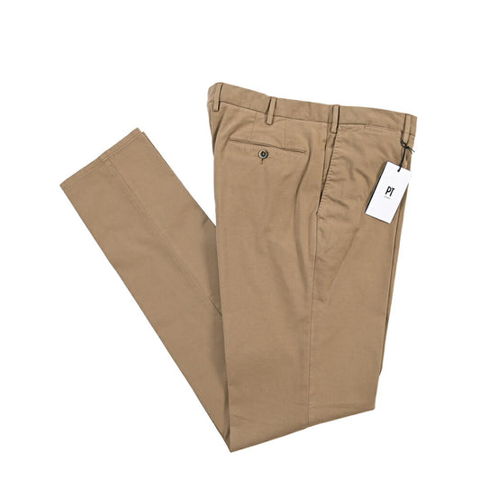PT TORINO “SLIM FIT” モダール混コットン ノータックパンツ