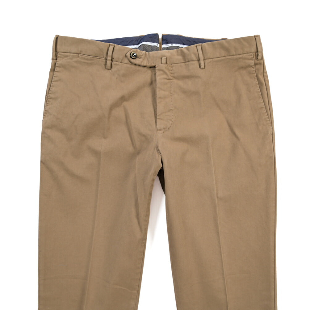 PT TORINO “SLIM FIT” モダール混コットン ノータックパンツ