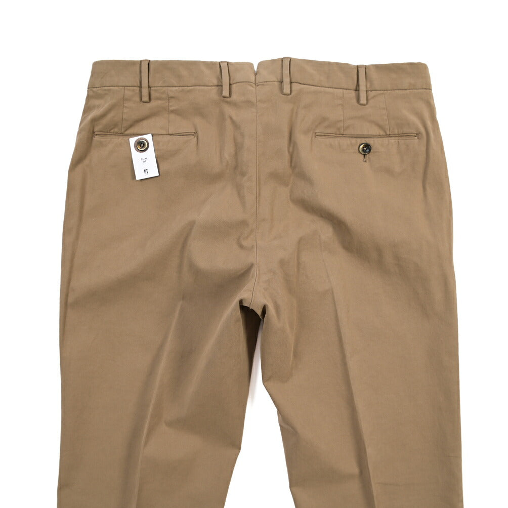 PT TORINO “SLIM FIT” モダール混コットン ノータックパンツ
