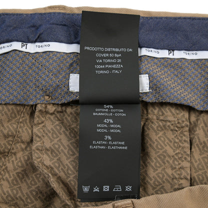 PT TORINO “SLIM FIT” モダール混コットン ノータックパンツ