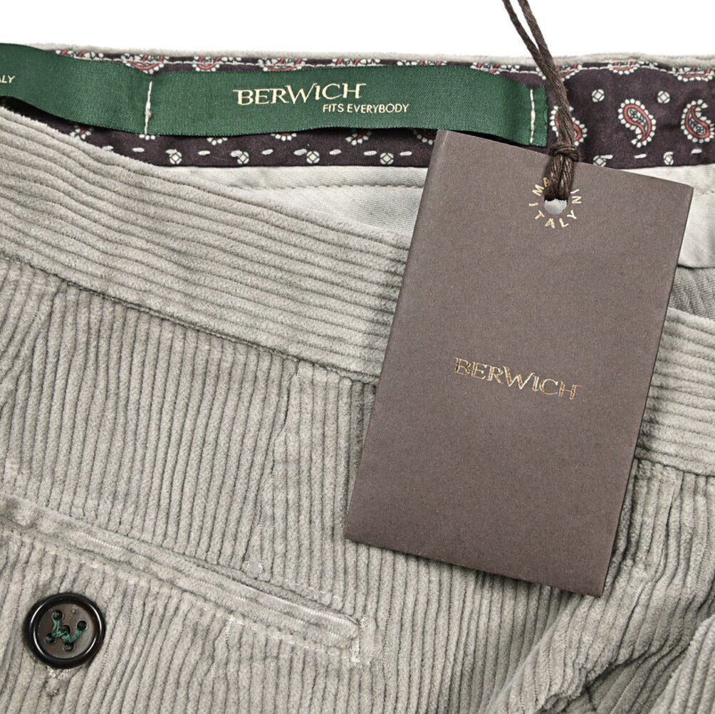 BERWICH “MORELLO 1P-GD” ストレッチコットン 中畝コーデュロイワンタックパンツ