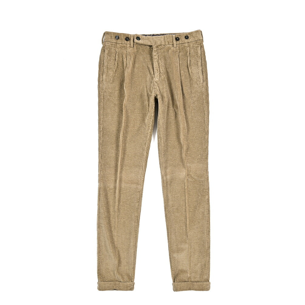 BERWICH “BARBER LONG-GD” コットン100% 太畝コーデュロイツータックパンツ