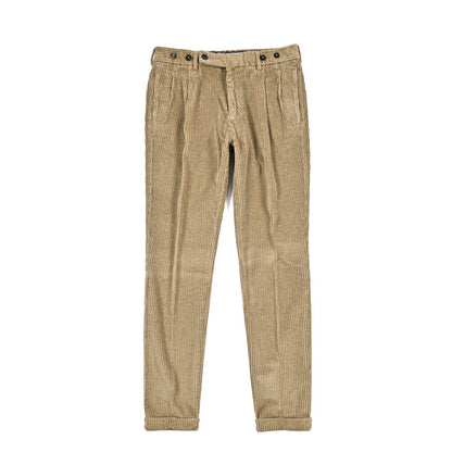 BERWICH “BARBER LONG-GD” コットン100% 太畝コーデュロイツータックパンツ