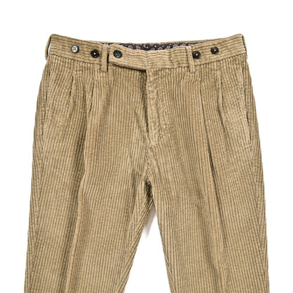 BERWICH “BARBER LONG-GD” コットン100% 太畝コーデュロイツータックパンツ