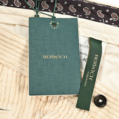 BERWICH “BARBER LONG-GD” コットン100% 太畝コーデュロイツータックパンツ