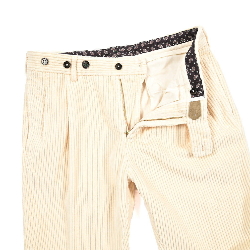 BERWICH “BARBER LONG-GD” コットン100% 太畝コーデュロイツータックパンツ