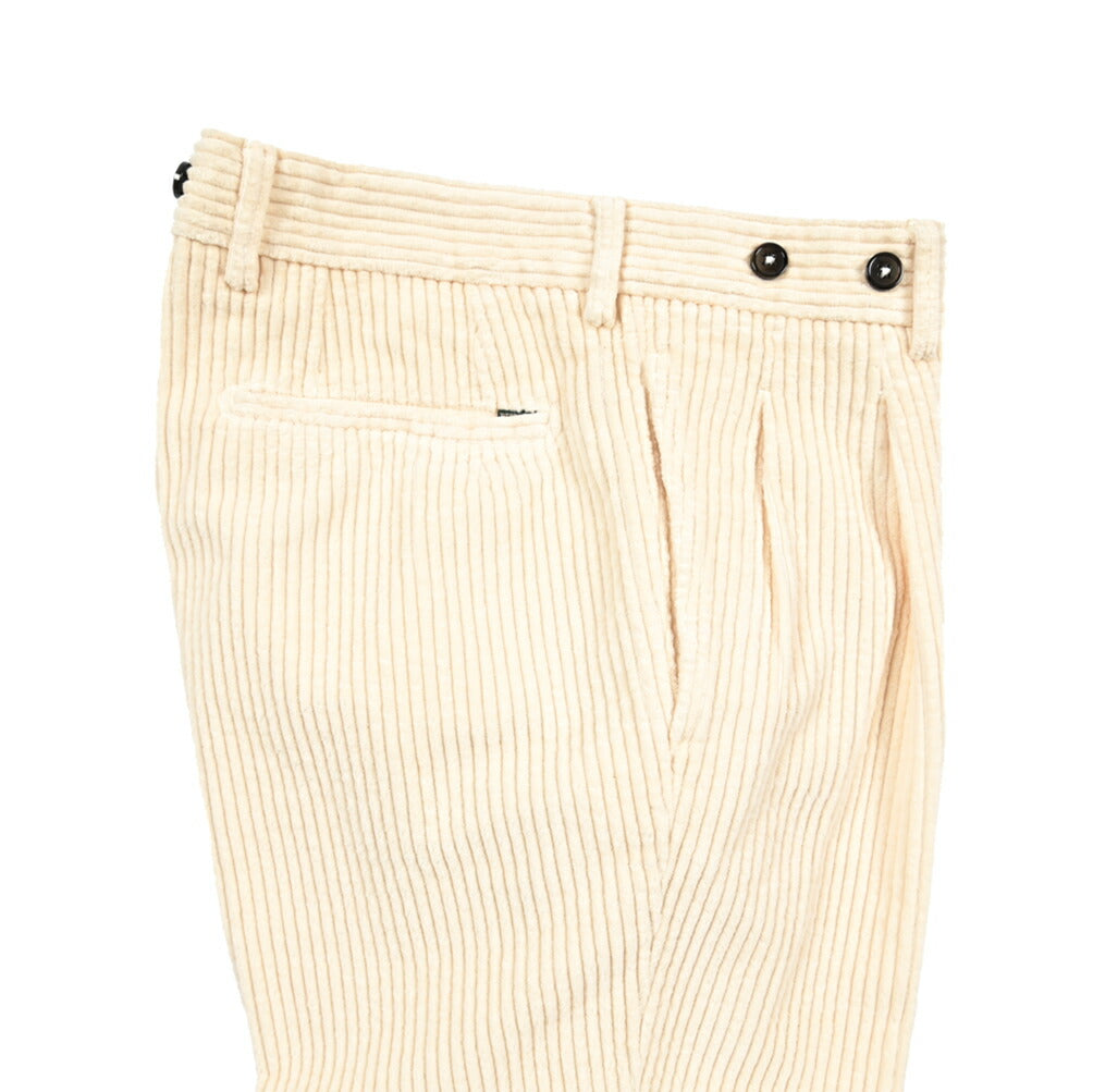 BERWICH “BARBER LONG-GD” コットン100% 太畝コーデュロイツータックパンツ
