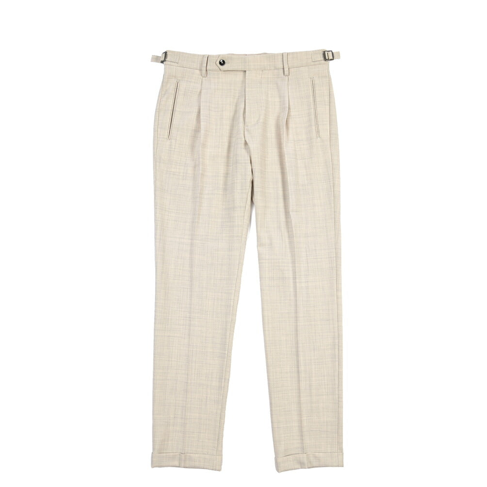 BERWICH “RETRO LONG” ストレッチウォッシャブルウールワンタックスラックス