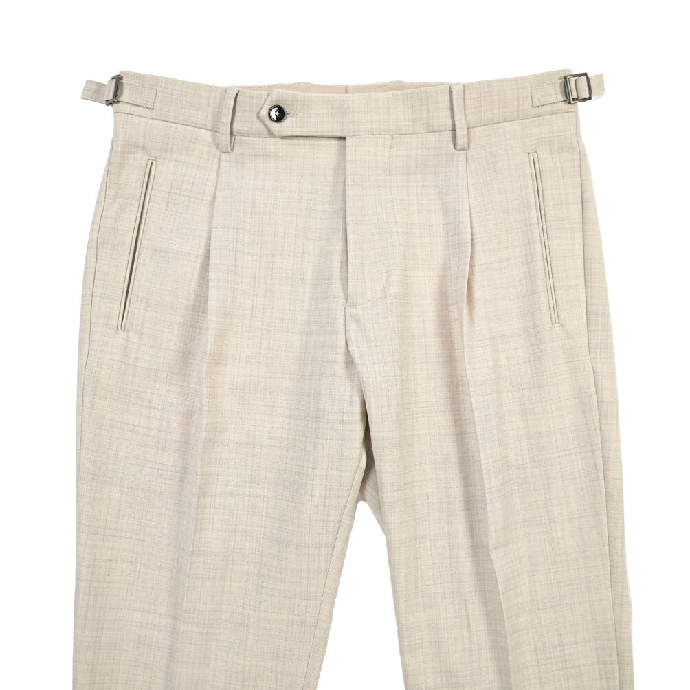 BERWICH “RETRO LONG” ストレッチウォッシャブルウールワンタックスラックス